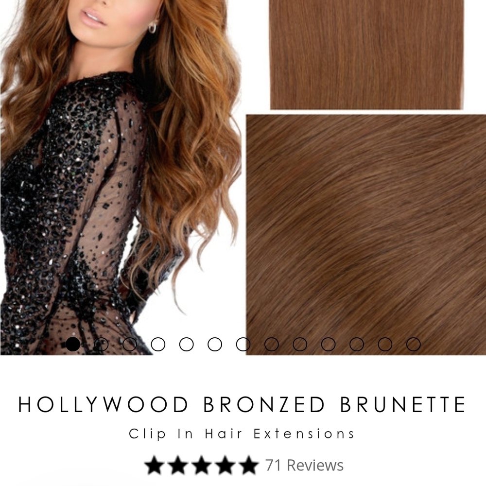 Hollywood Bronzed Brunette Clip-In Hair Extensions 16"